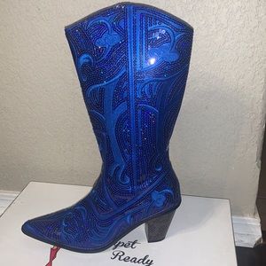 Blue Sequin Cowgirl Boots